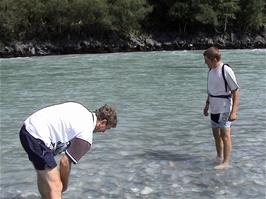 Michael and Luke in the Rhine near Fläsch